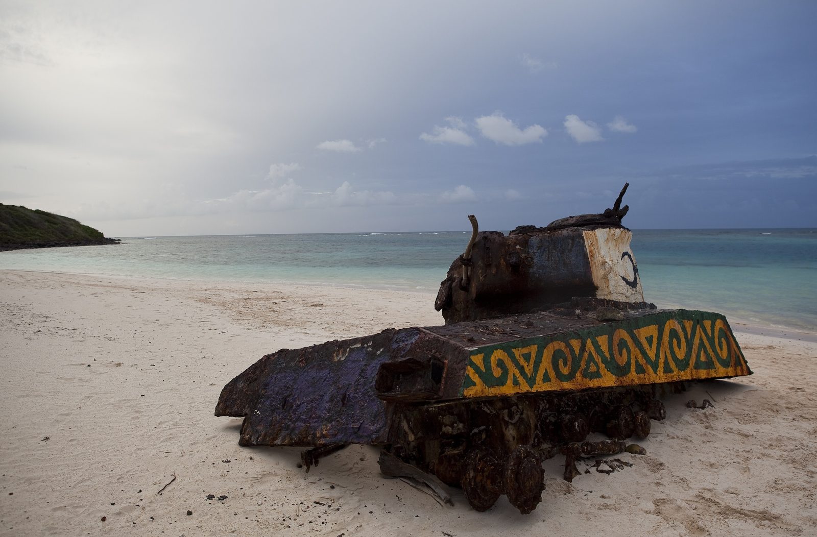 Flamenco Beach, Culebra: the painted tank on white sand